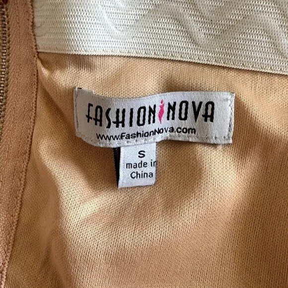 Women's S Fashion Nova Rose Gold Body-con Sequin Dress Strapless Fitted Bodycon - Picture 6 of 8